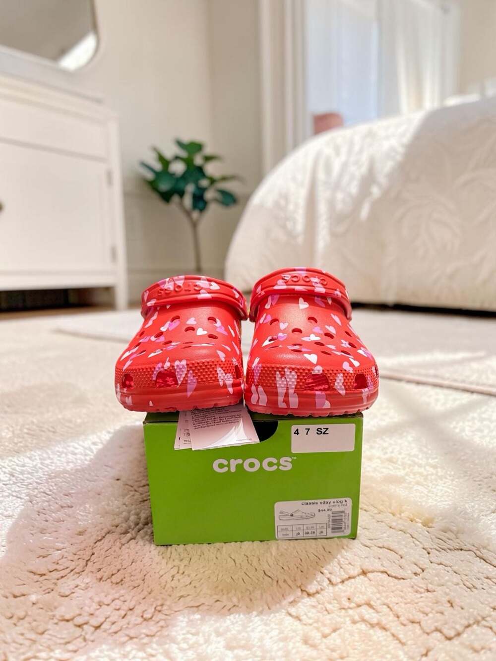 Crocs Kids Classic Vday Clog Cherry Red Heart Print J6